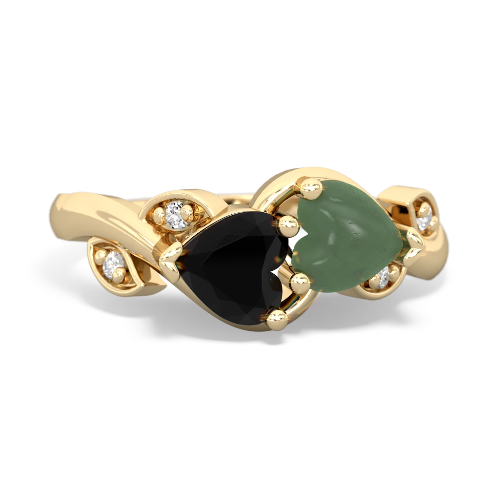 Onyx Floral Elegance 14K Yellow Gold ring R5790