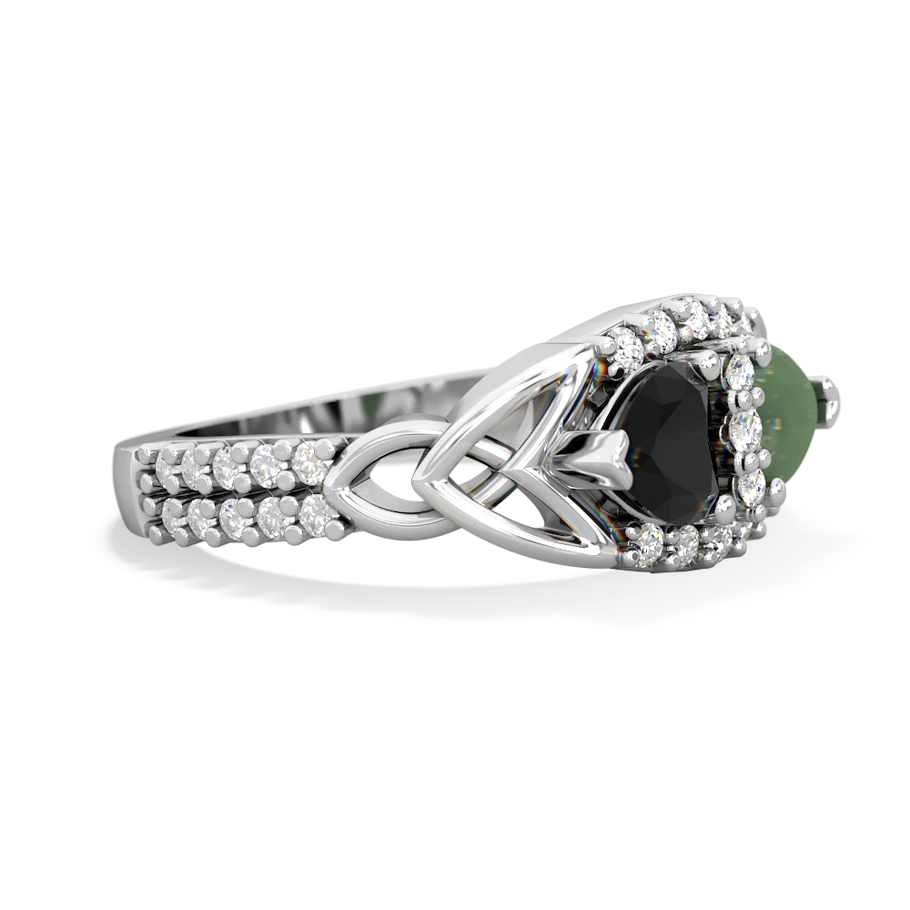 Onyx Sparkling Celtic Knot 14K White Gold ring R2645