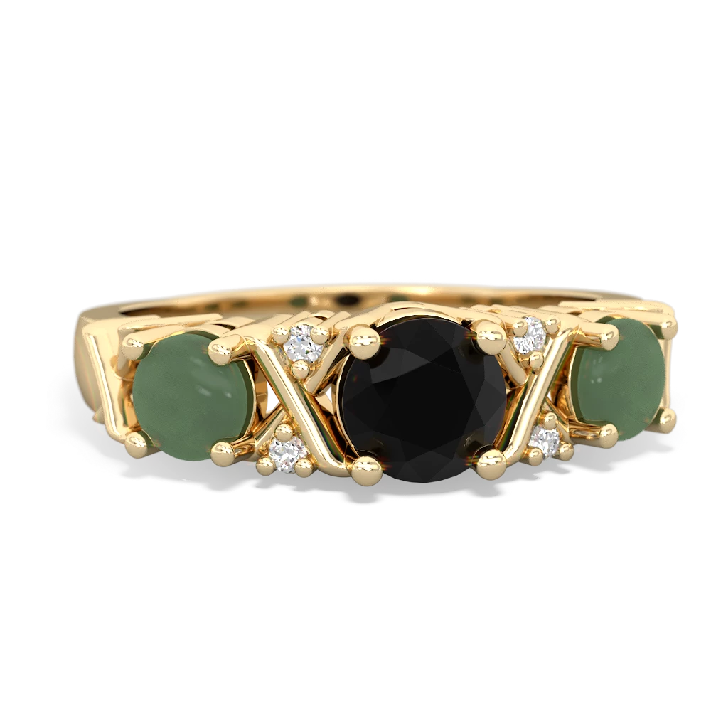 Onyx Hugs And Kisses 14K Yellow Gold ring R5016