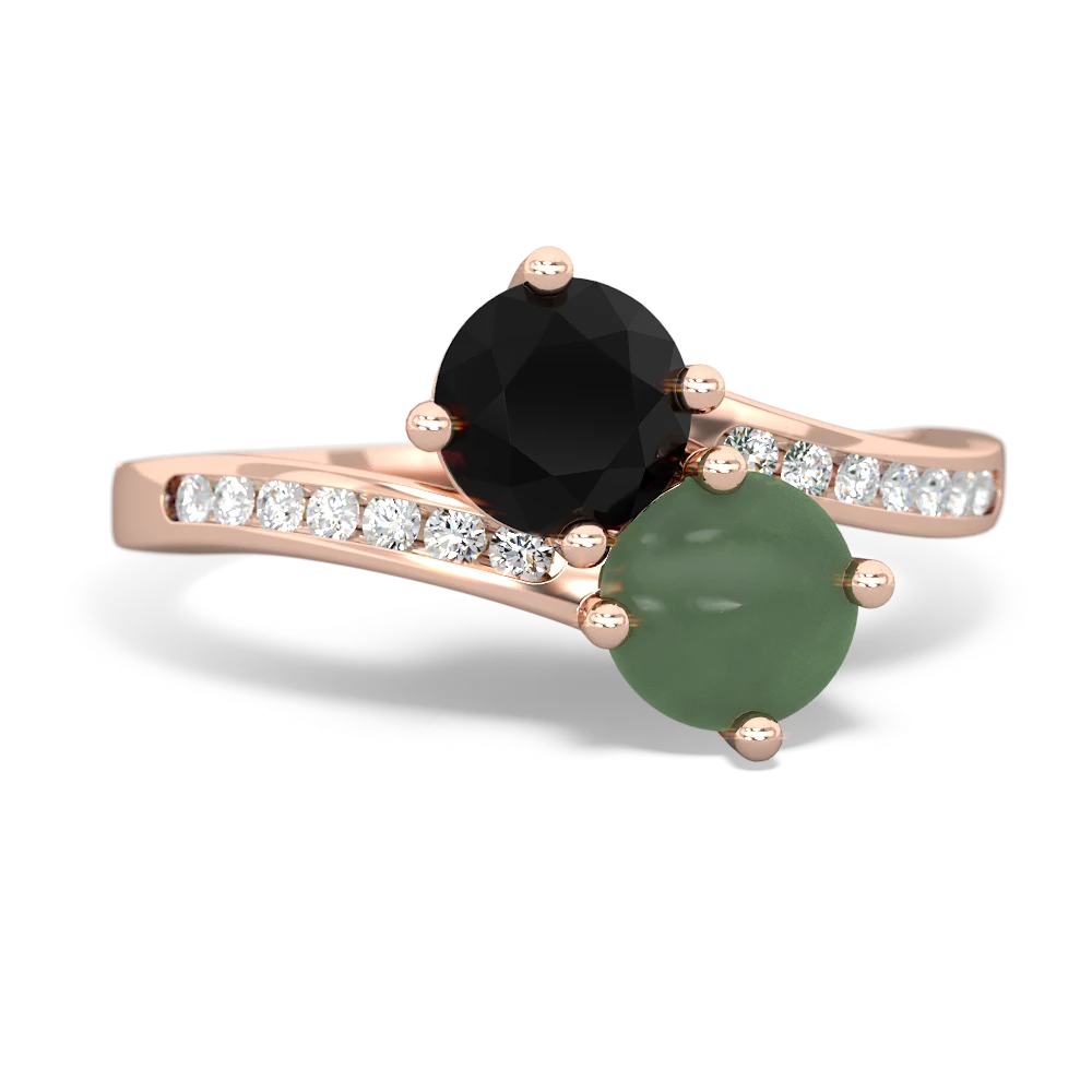 Onyx Channel Set Two Stone 14K Rose Gold ring R5303