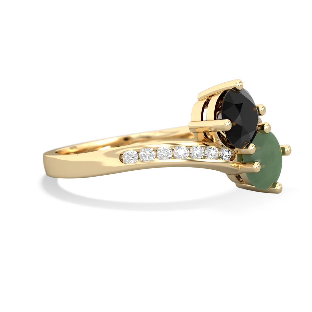 Onyx Channel Set Two Stone 14K Yellow Gold ring R5303