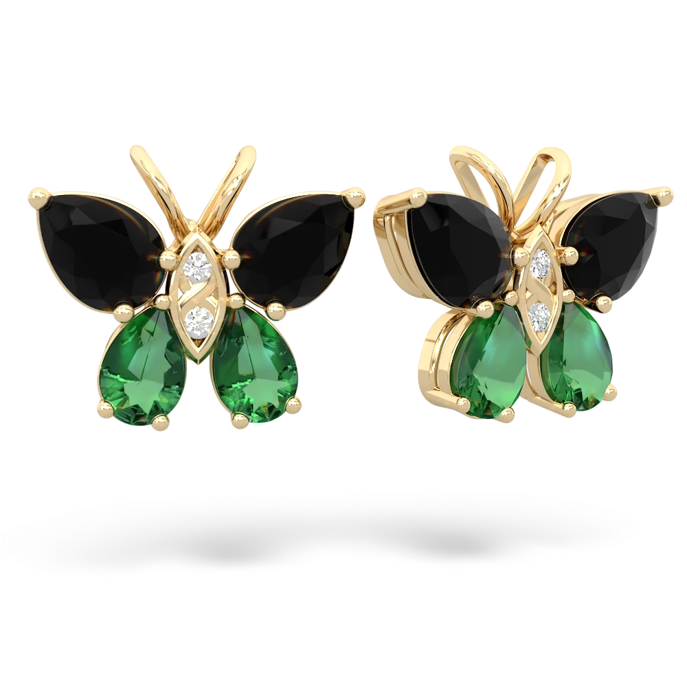 Onyx Butterfly 14K Yellow Gold earrings E2215