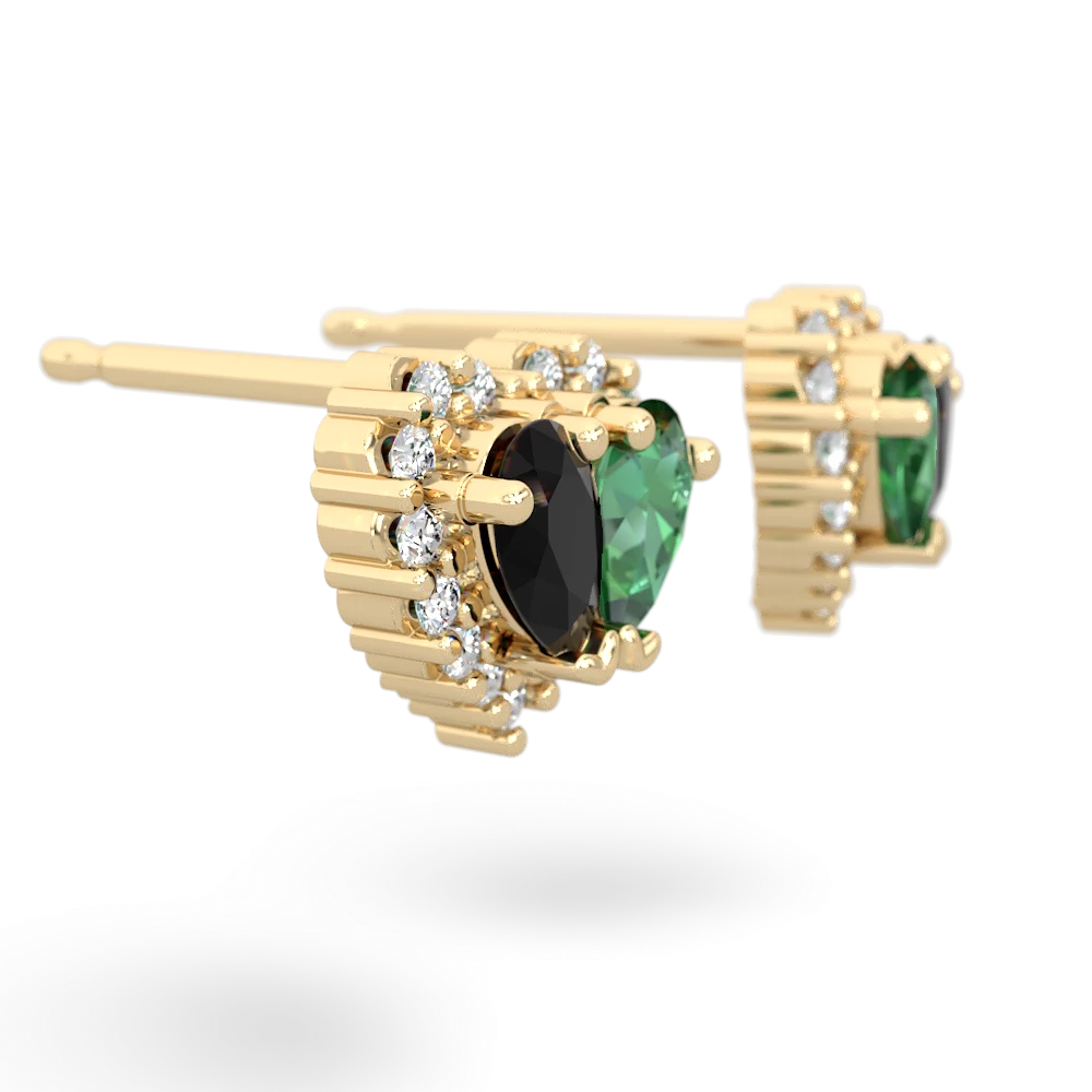 Onyx Halo 14K Yellow Gold earrings E7008