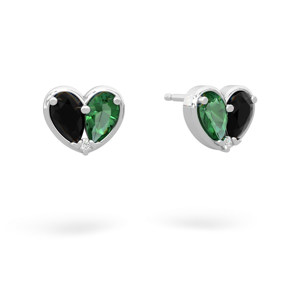 Onyx 'Our Heart' 14K White Gold earrings E5072