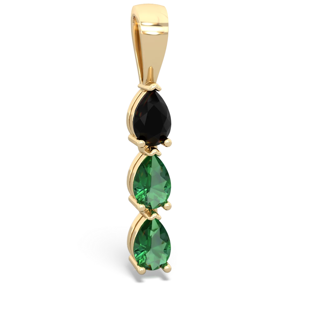 Onyx Dew Drops 14K Yellow Gold pendant P2251