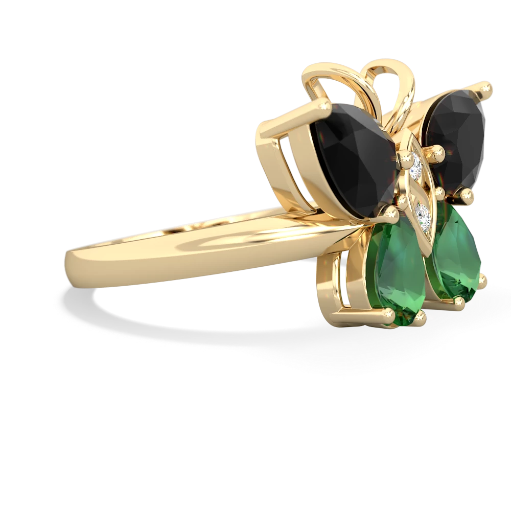 Onyx Butterfly 14K Yellow Gold ring R2215