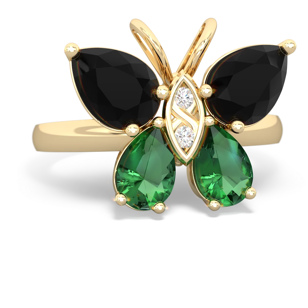 Onyx Butterfly 14K Yellow Gold ring R2215