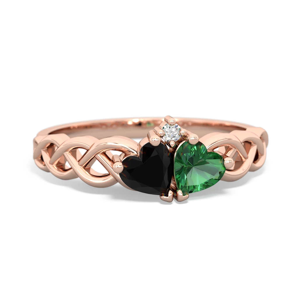 Onyx Heart To Heart Braid 14K Rose Gold ring R5870