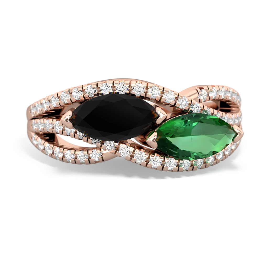 Onyx Diamond Rivers 14K Rose Gold ring R3070