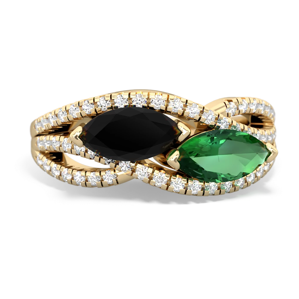 Onyx Diamond Rivers 14K Yellow Gold ring R3070