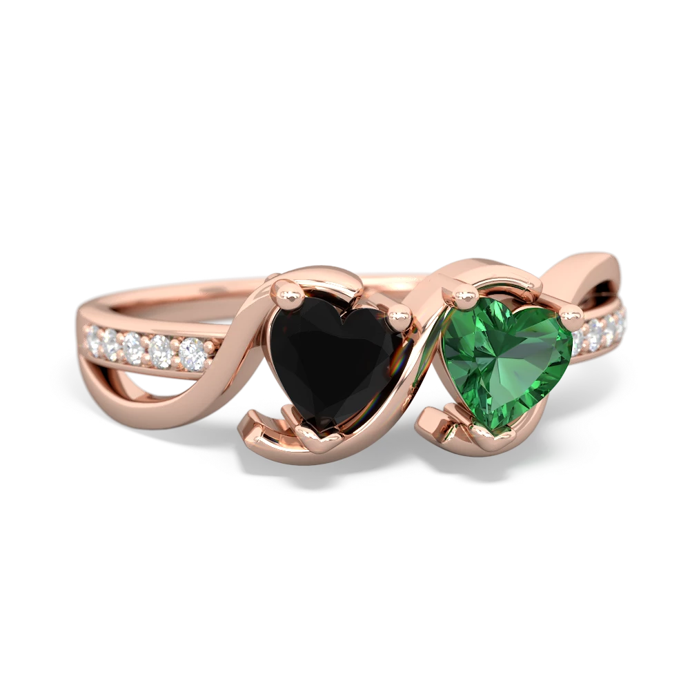 Onyx Side By Side 14K Rose Gold ring R3090