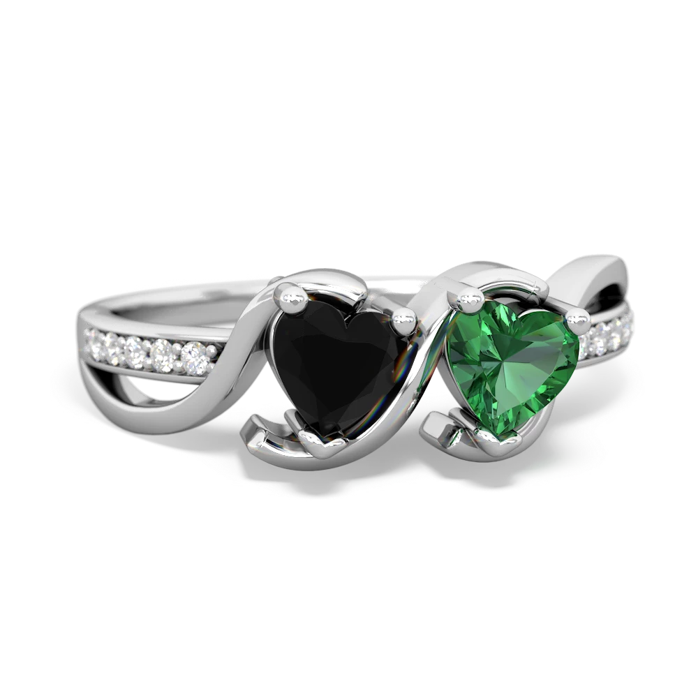 Onyx Side By Side 14K White Gold ring R3090