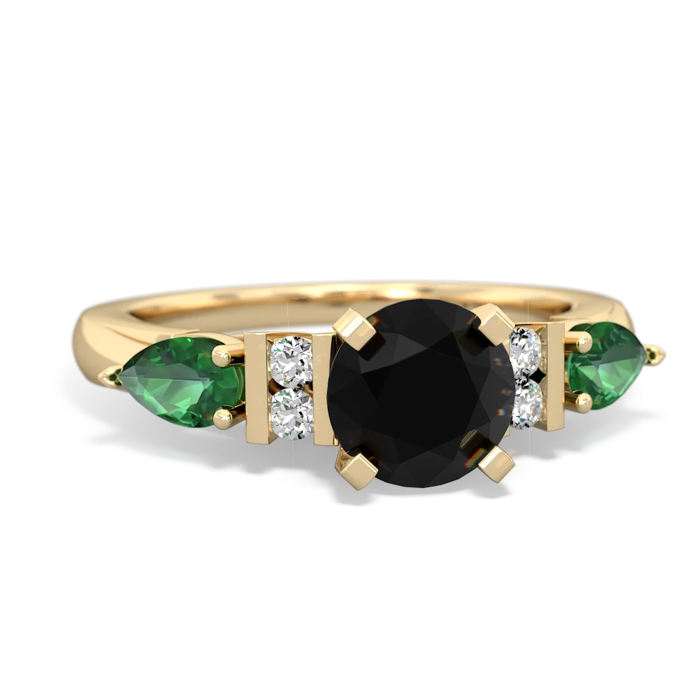 Onyx 6Mm Round Eternal Embrace Engagement 14K Yellow Gold ring R2005