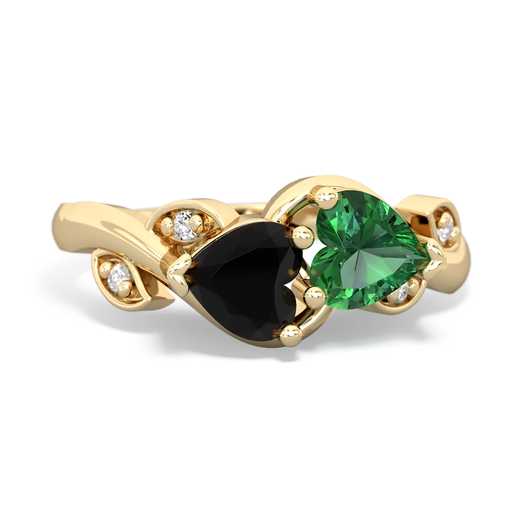 Onyx Floral Elegance 14K Yellow Gold ring R5790