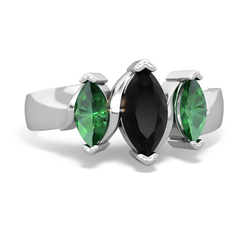 Onyx Three Peeks 14K White Gold ring R2433