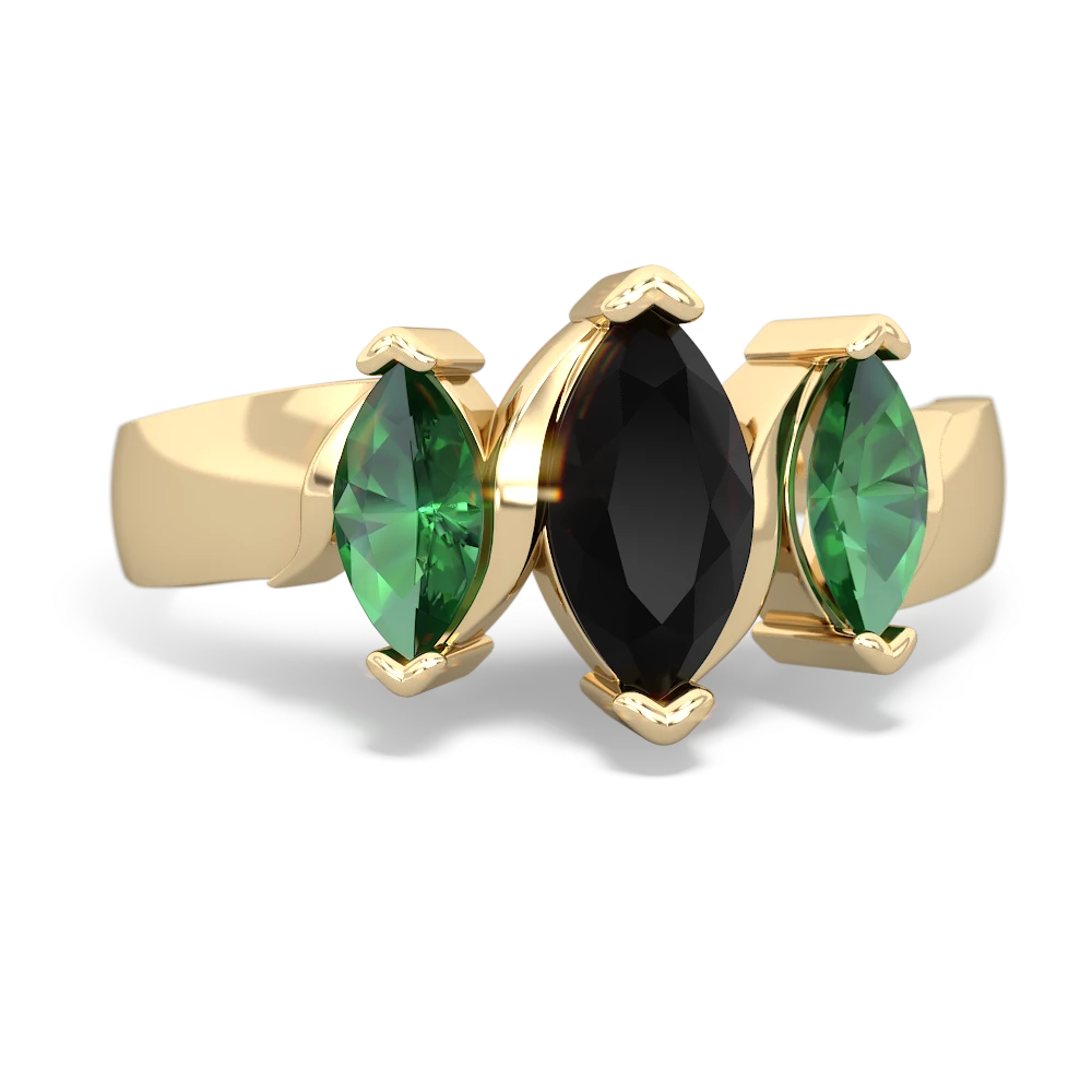 Onyx Three Peeks 14K Yellow Gold ring R2433