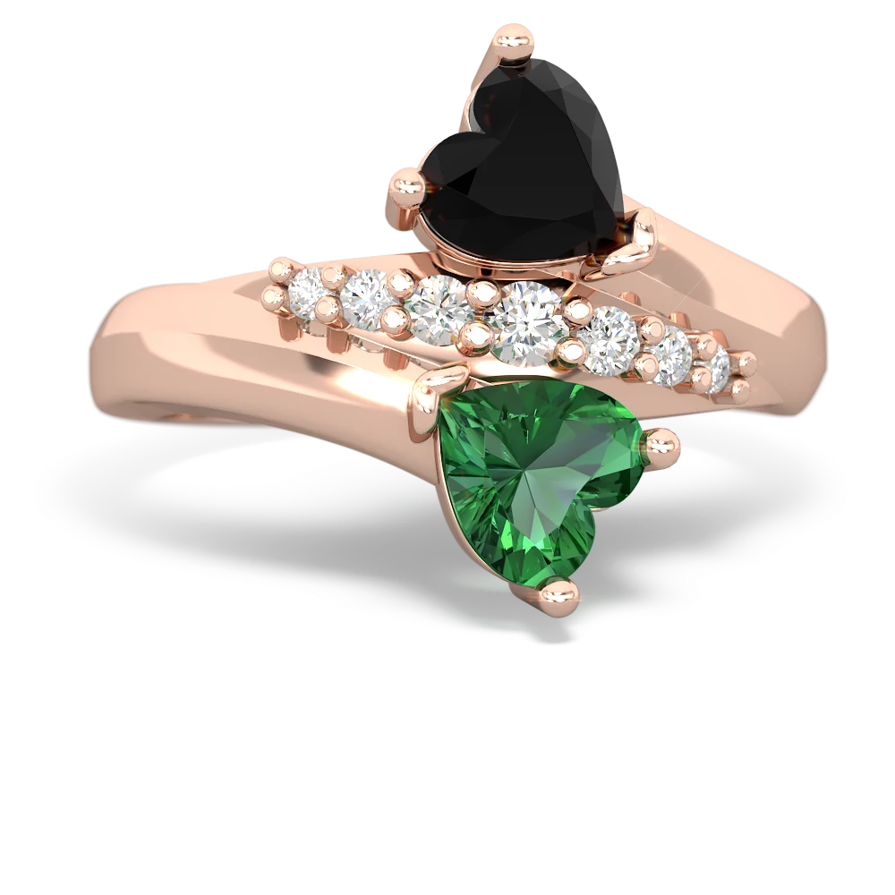 Onyx Heart To Heart 14K Rose Gold ring R2064