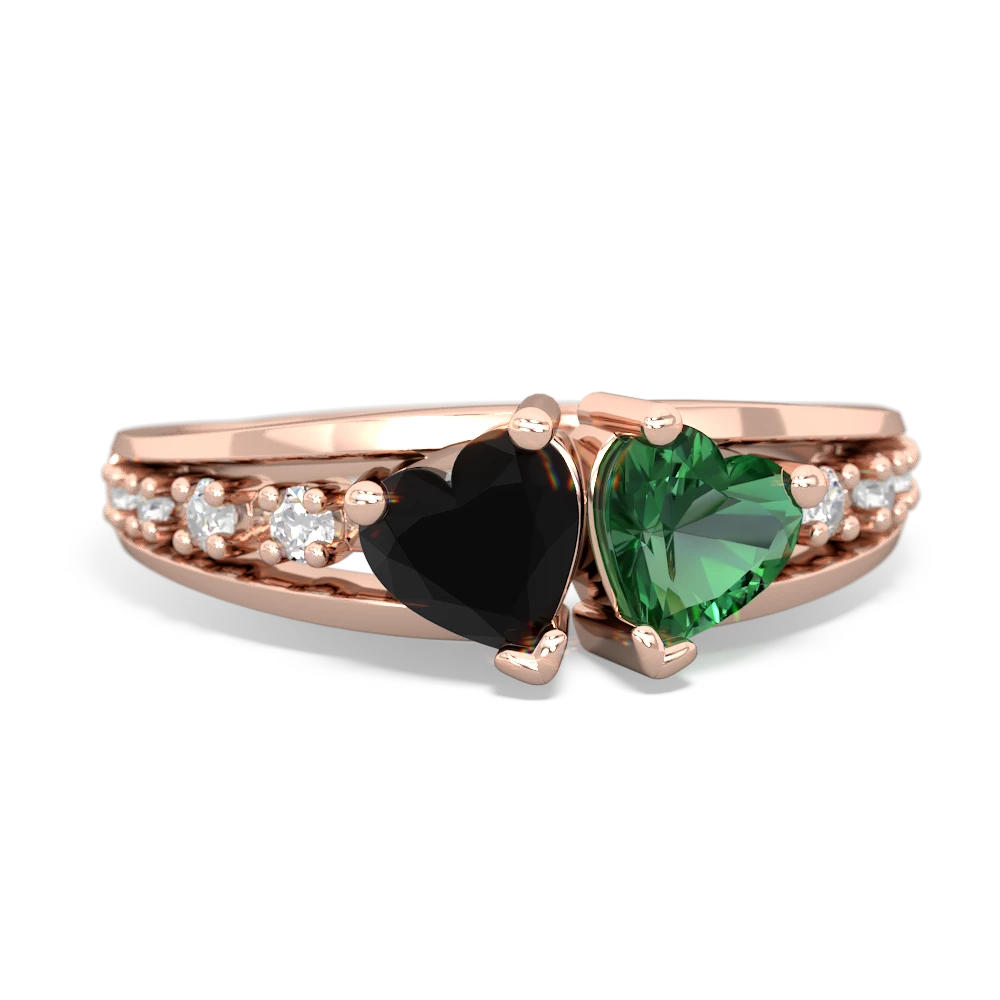 Onyx Heart To Heart 14K Rose Gold ring R3342