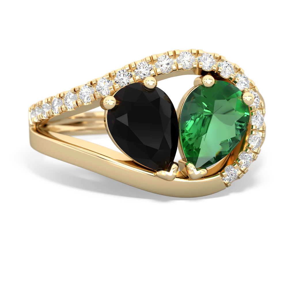 Onyx Nestled Heart Keepsake 14K Yellow Gold ring R5650