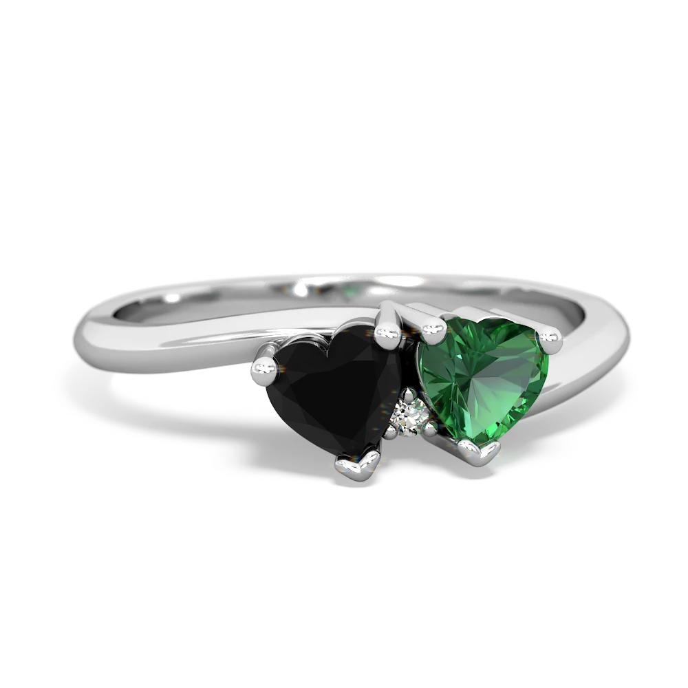 Onyx Sweethearts 14K White Gold ring R5260