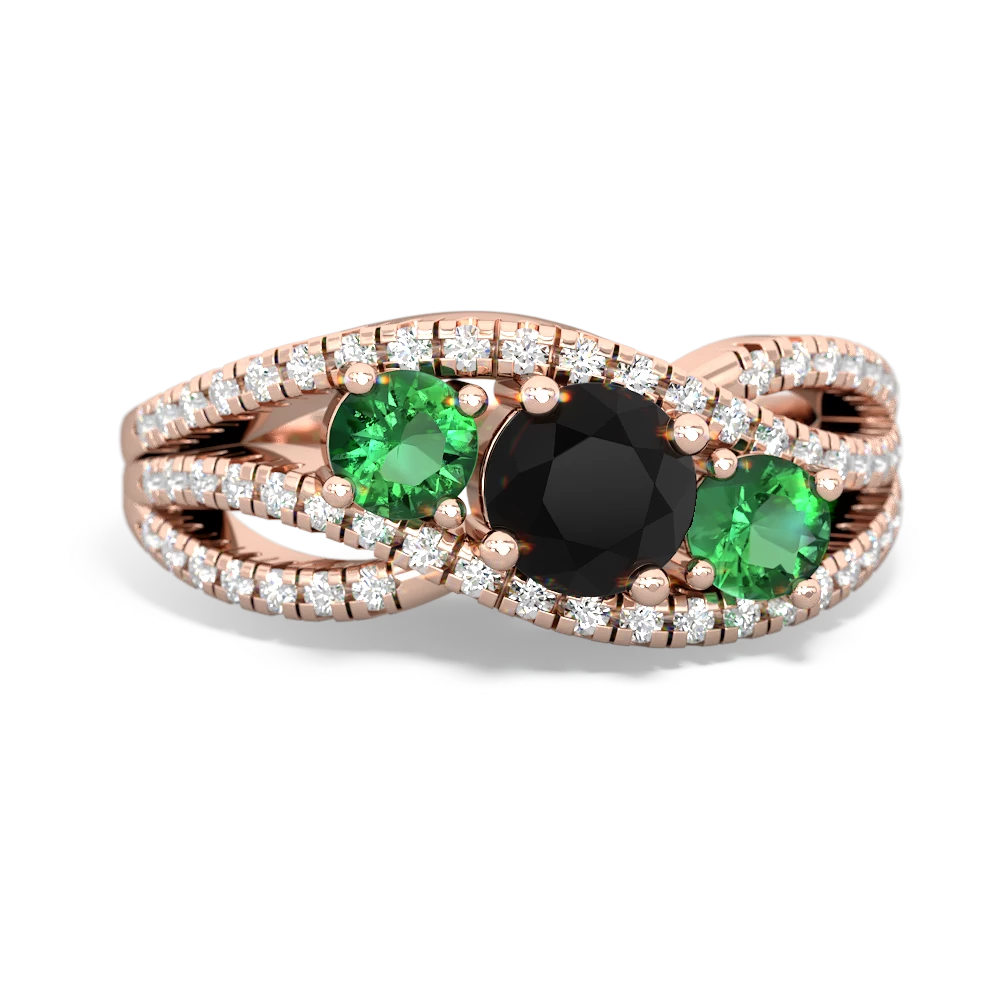 Onyx Three Stone Aurora 14K Rose Gold ring R3080