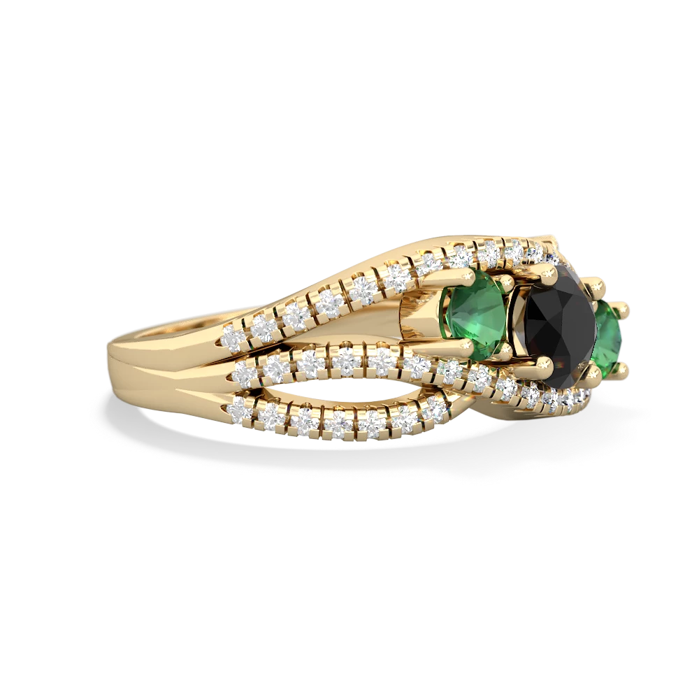 Onyx Three Stone Aurora 14K Yellow Gold ring R3080