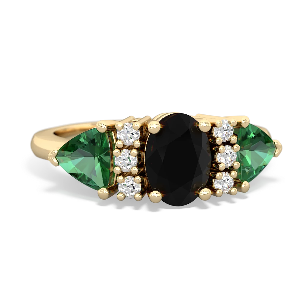 Onyx Antique Style Three Stone 14K Yellow Gold ring R2186