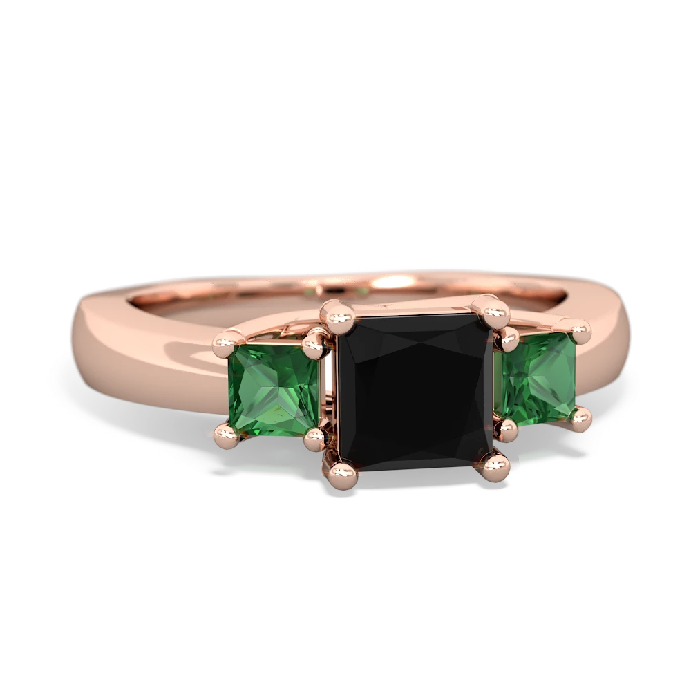 Onyx Three Stone Trellis 14K Rose Gold ring R4015