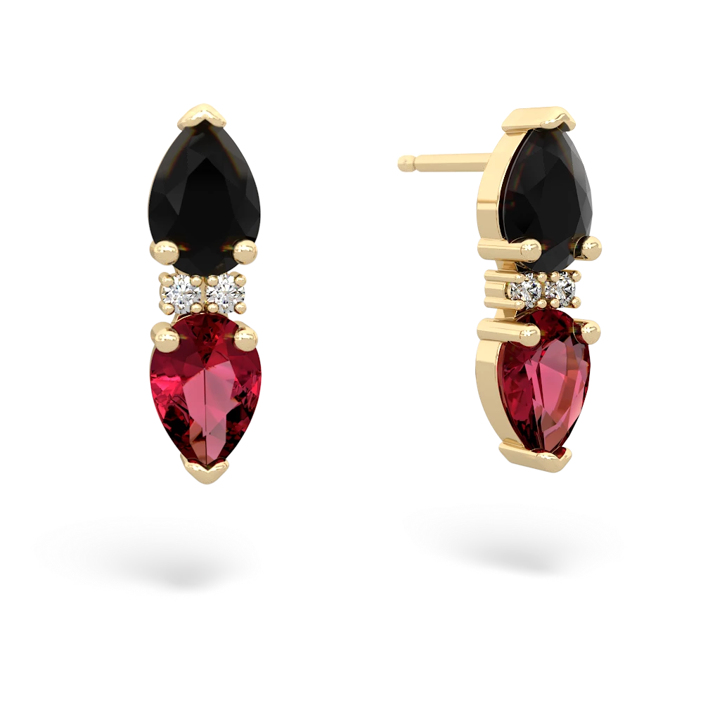 Onyx Bowtie Drop 14K Yellow Gold earrings E0865