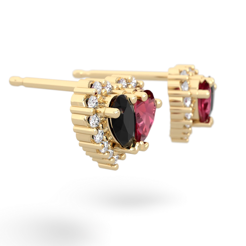 Onyx Halo 14K Yellow Gold earrings E7008