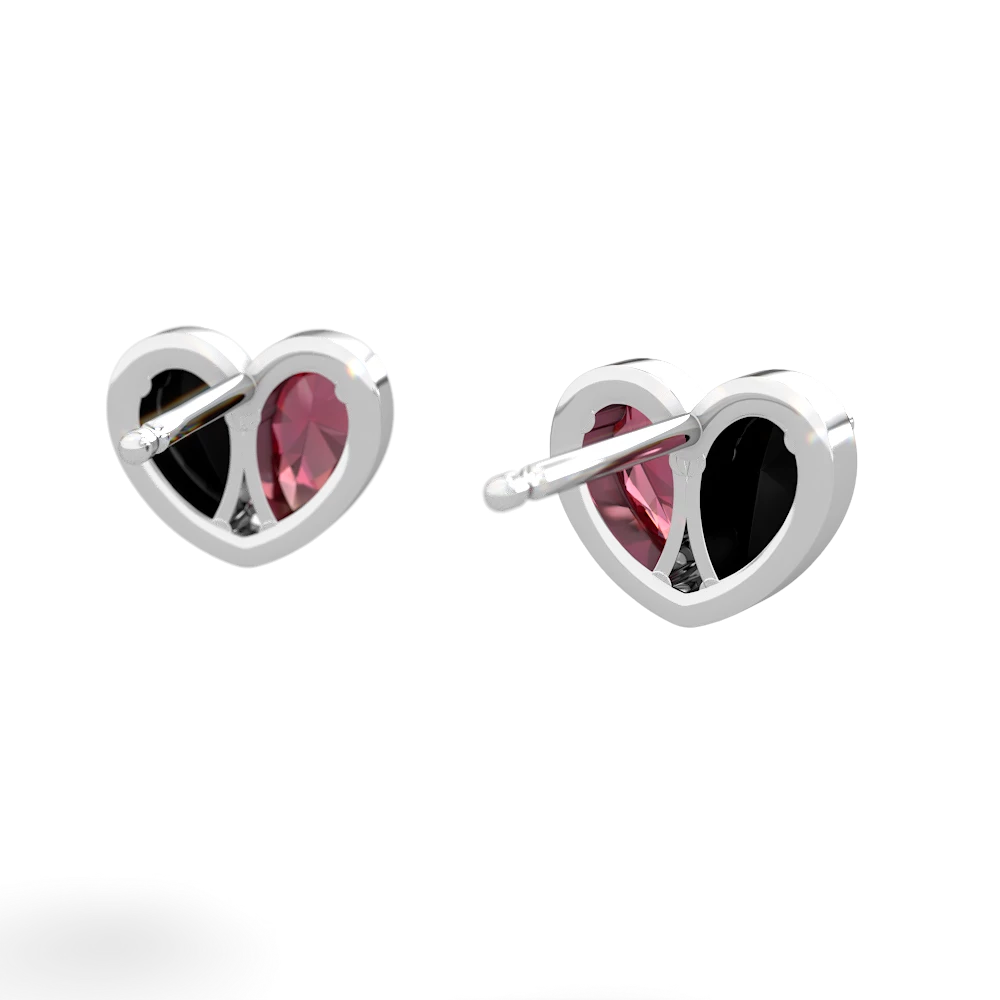 Onyx 'Our Heart' 14K White Gold earrings E5072