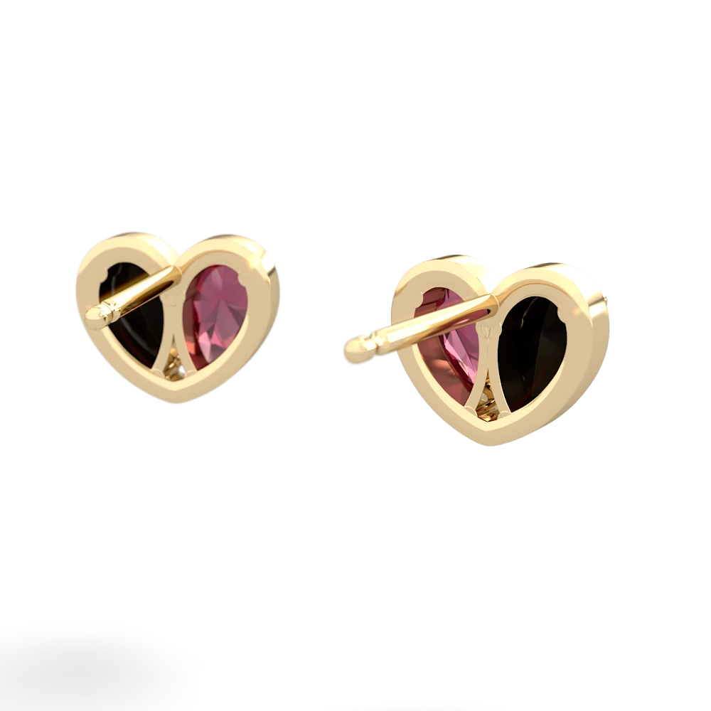 Onyx 'Our Heart' 14K Yellow Gold earrings E5072