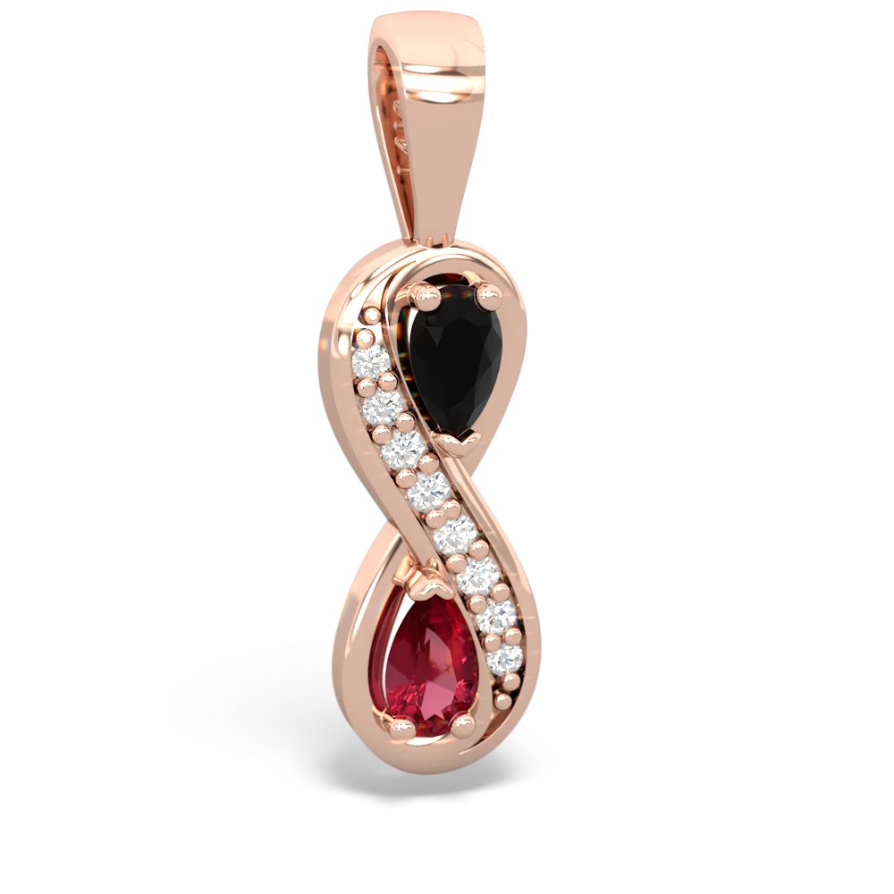 Onyx Diamond Infinity 14K Rose Gold pendant P5390