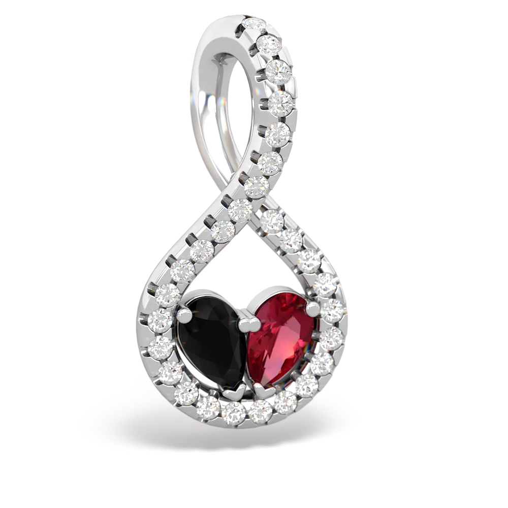 Onyx Pave Twist 'One Heart' 14K White Gold pendant P5360