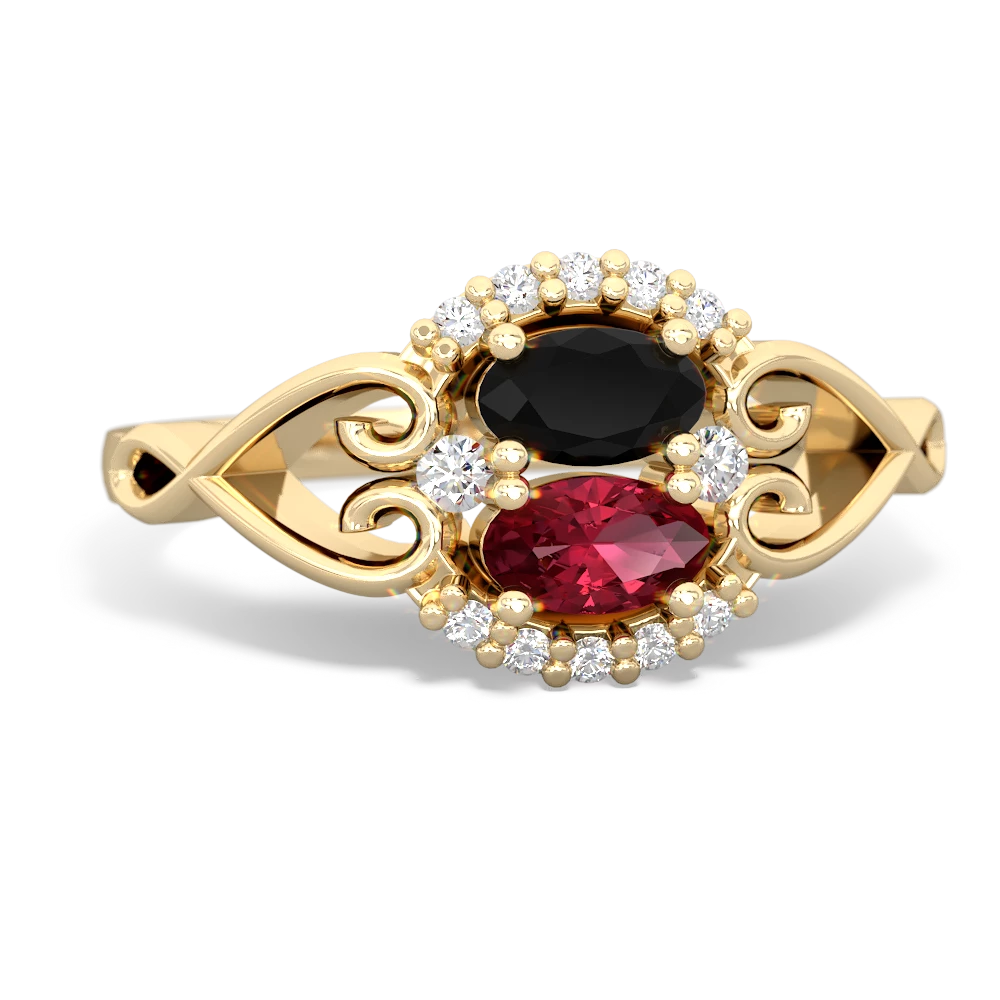 Onyx Love Nest 14K Yellow Gold ring R5860