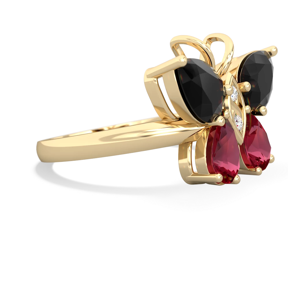 Onyx Butterfly 14K Yellow Gold ring R2215