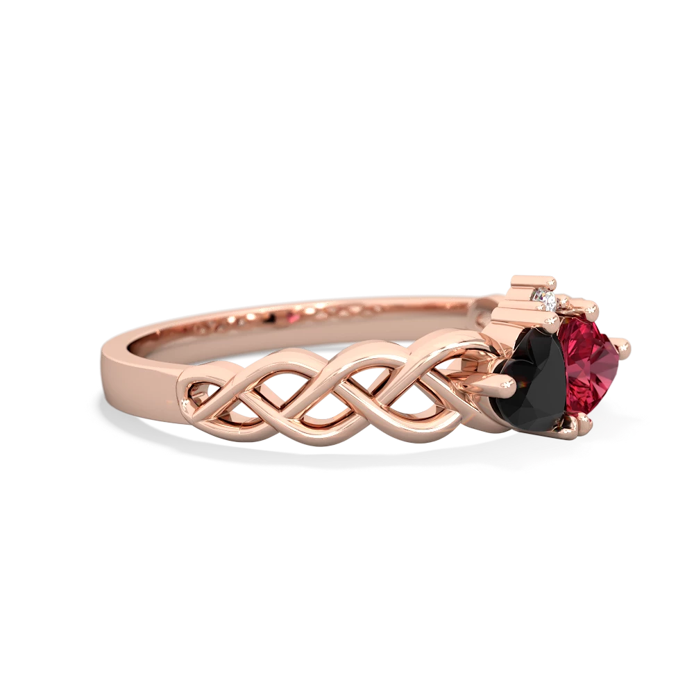 Onyx Heart To Heart Braid 14K Rose Gold ring R5870