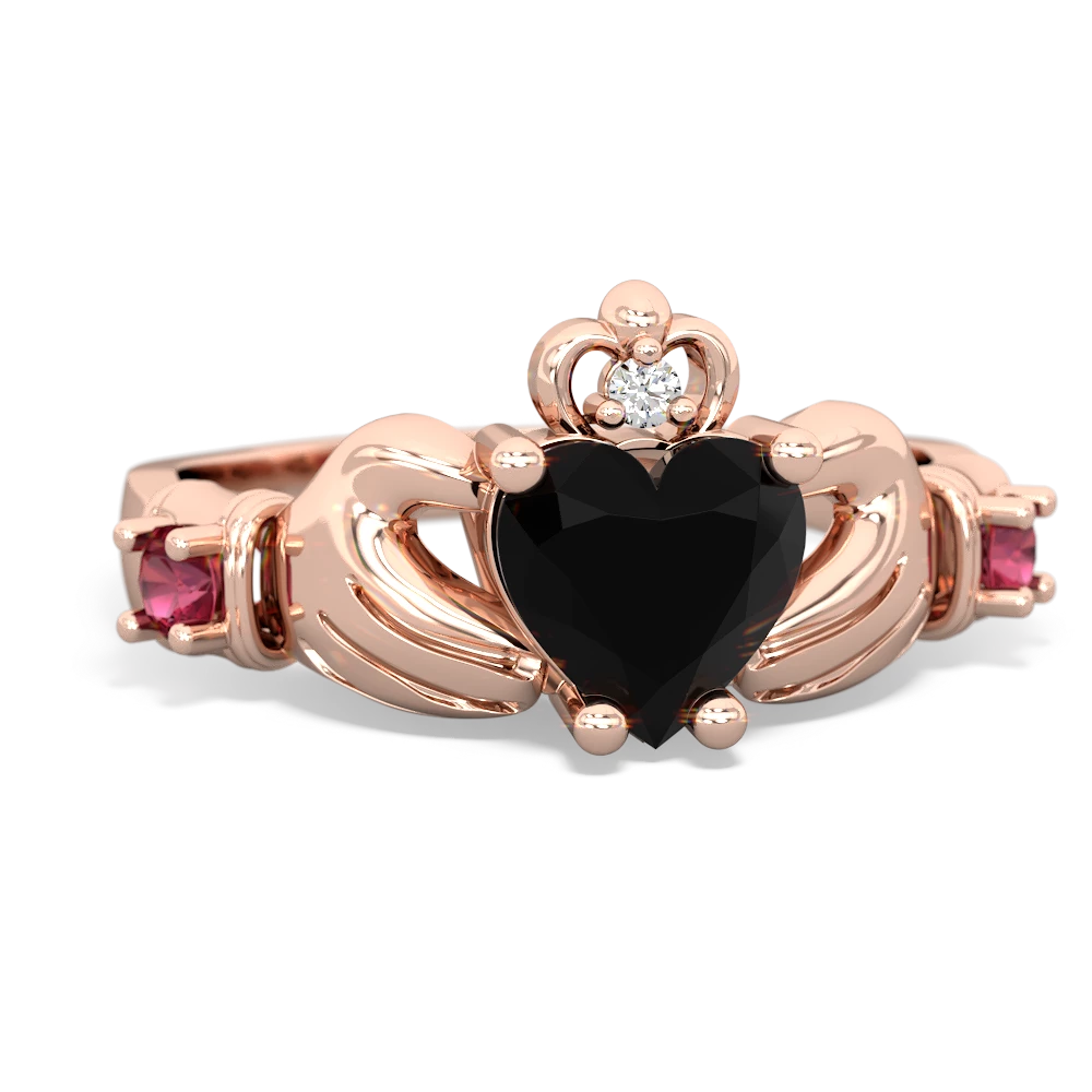 Onyx Claddagh Keepsake 14K Rose Gold ring R5245