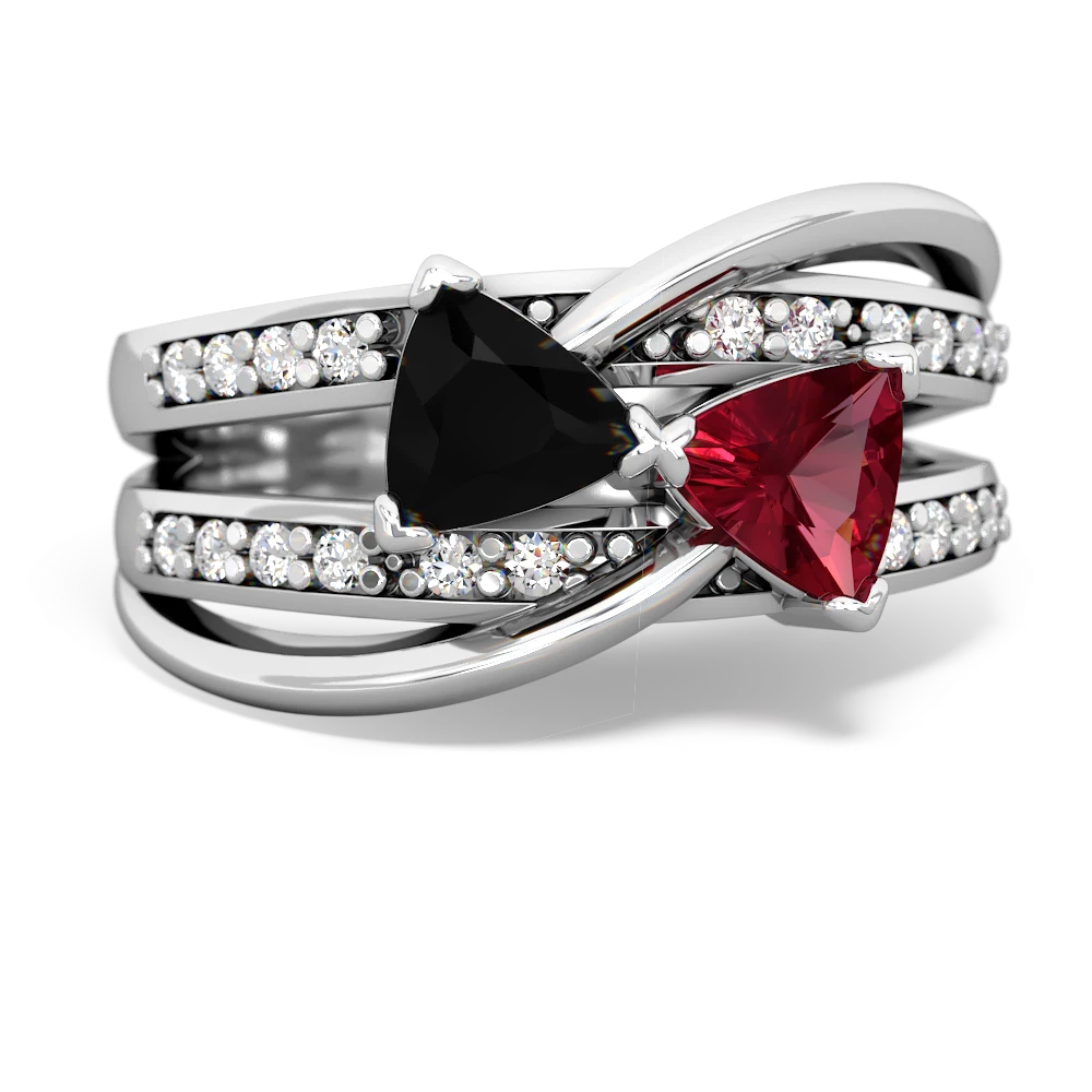 Onyx Bowtie 14K White Gold ring R2360