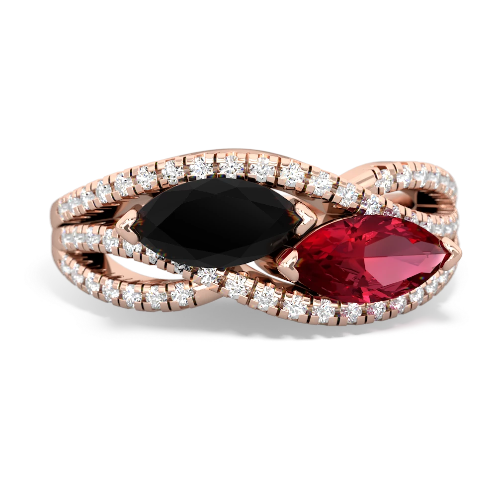 Onyx Diamond Rivers 14K Rose Gold ring R3070