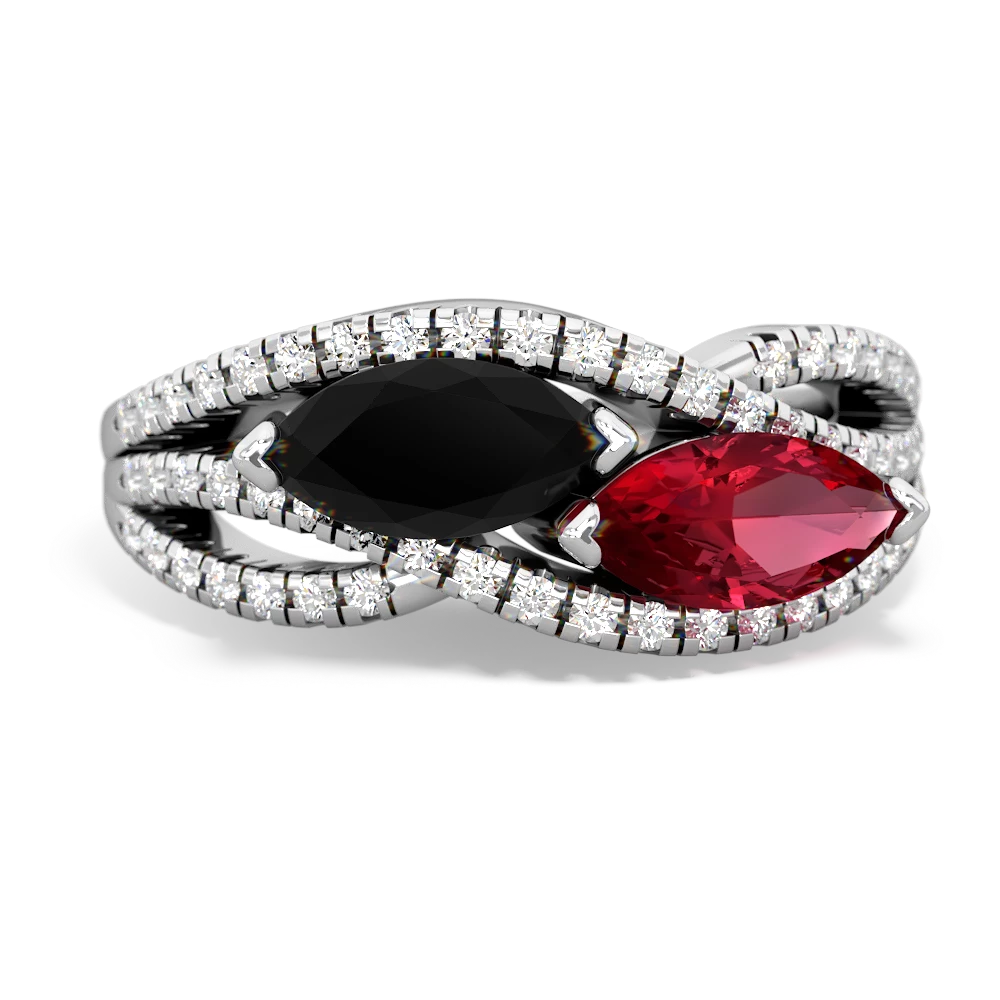 Onyx Diamond Rivers 14K White Gold ring R3070