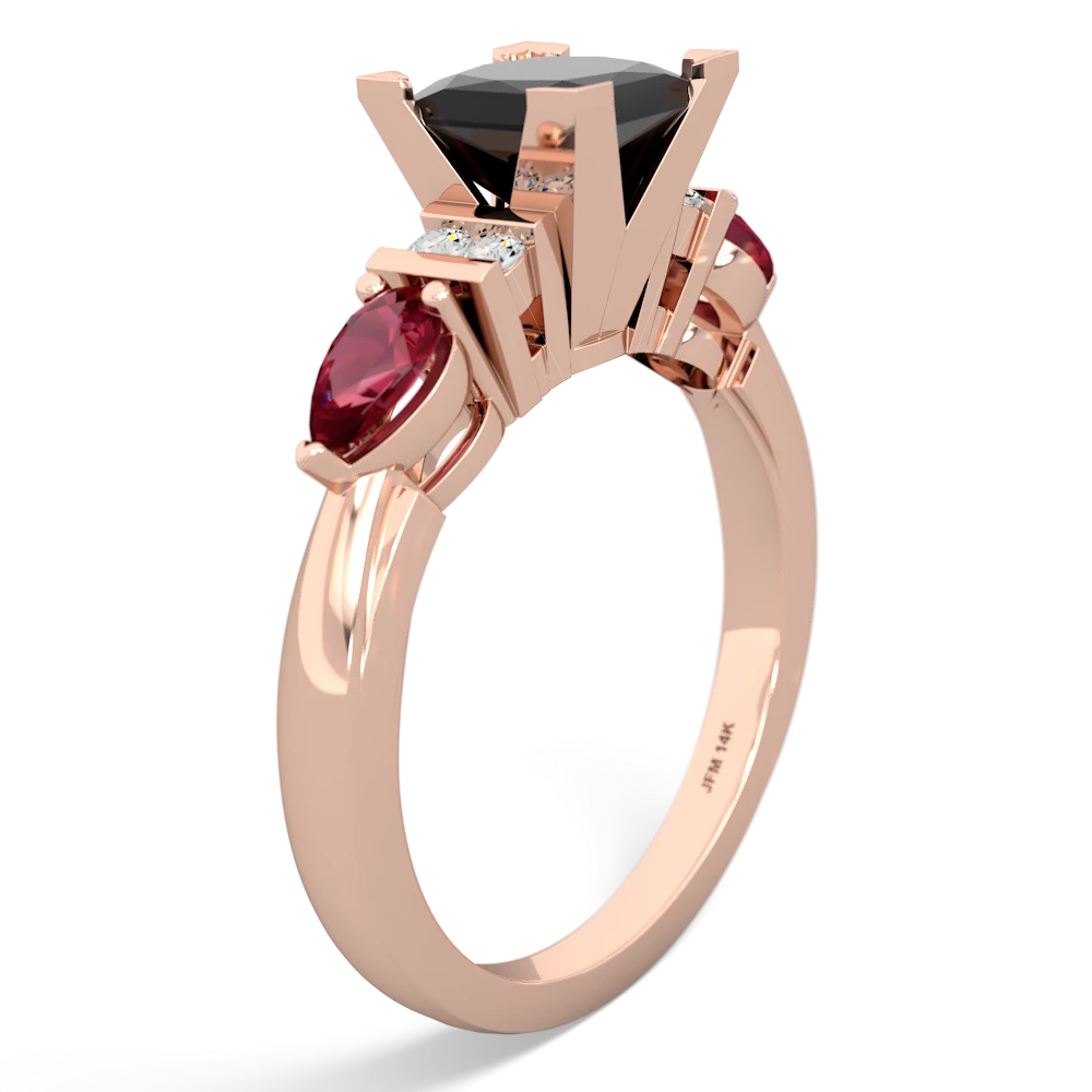 Onyx 6Mm Princess Eternal Embrace Engagement 14K Rose Gold ring C2002