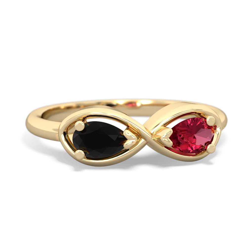 Onyx Infinity 14K Yellow Gold ring R5050