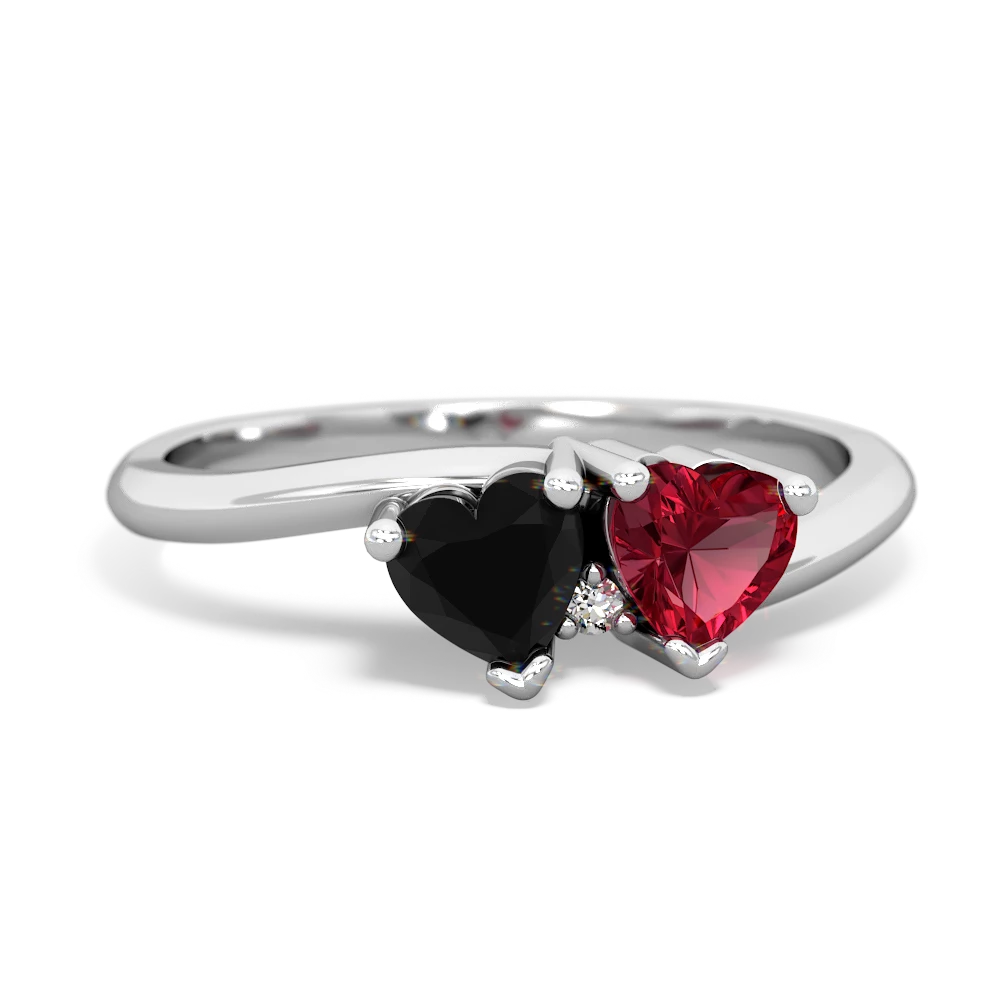 Onyx Sweethearts 14K White Gold ring R5260