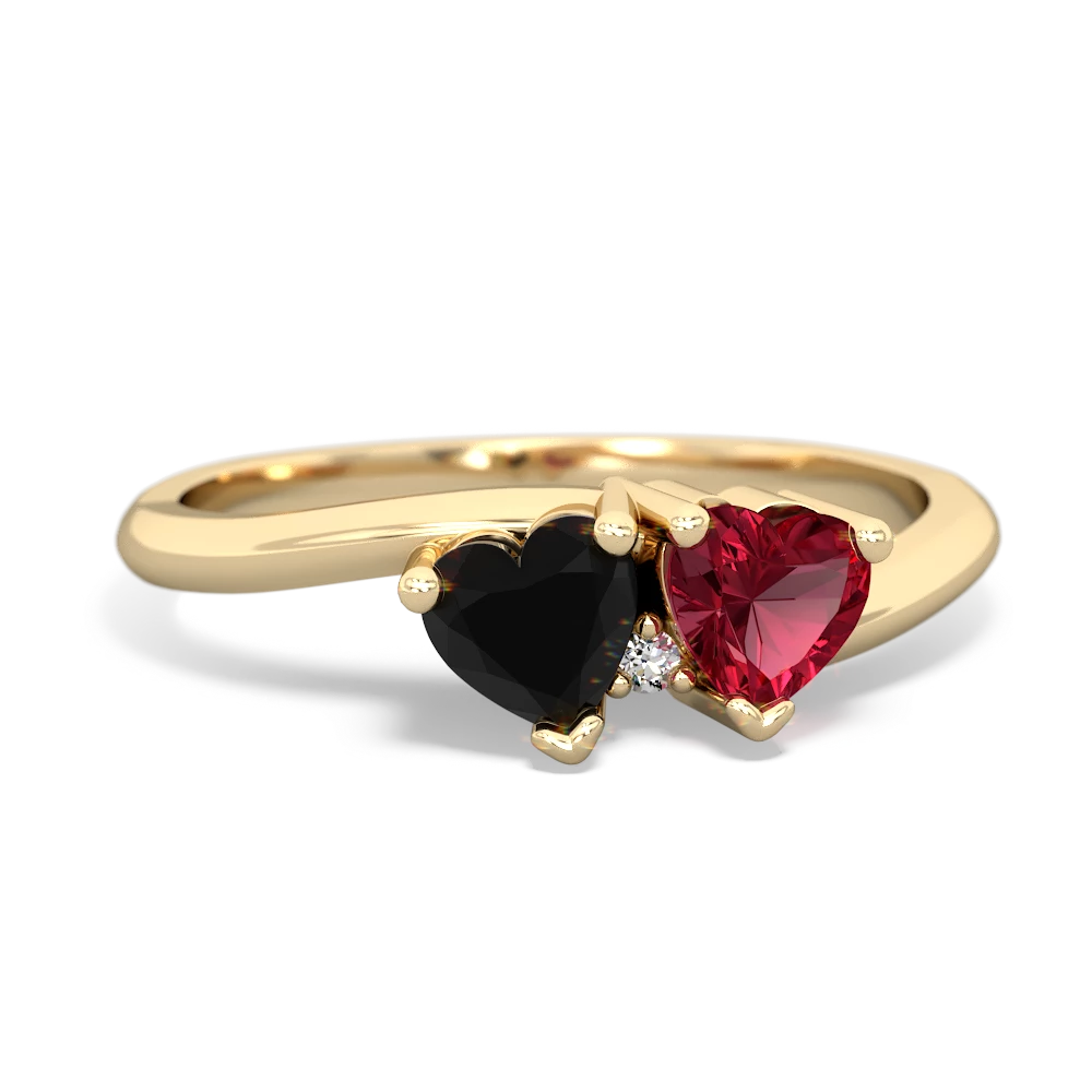 Onyx Sweethearts 14K Yellow Gold ring R5260