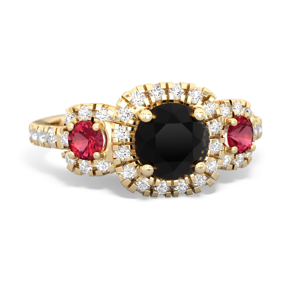 Onyx Regal Halo 14K Yellow Gold ring R5350