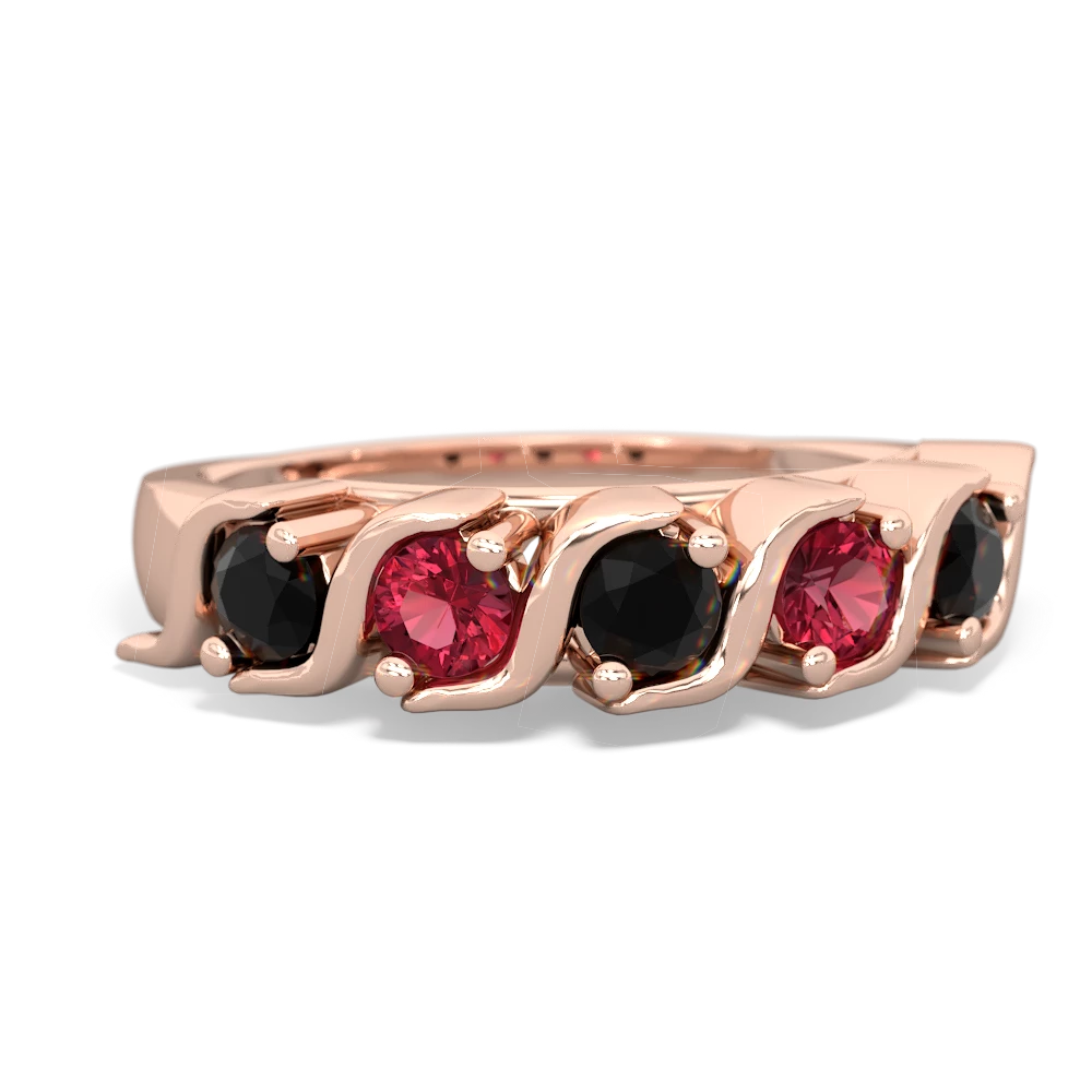 Onyx Anniversary Band 14K Rose Gold ring R2089