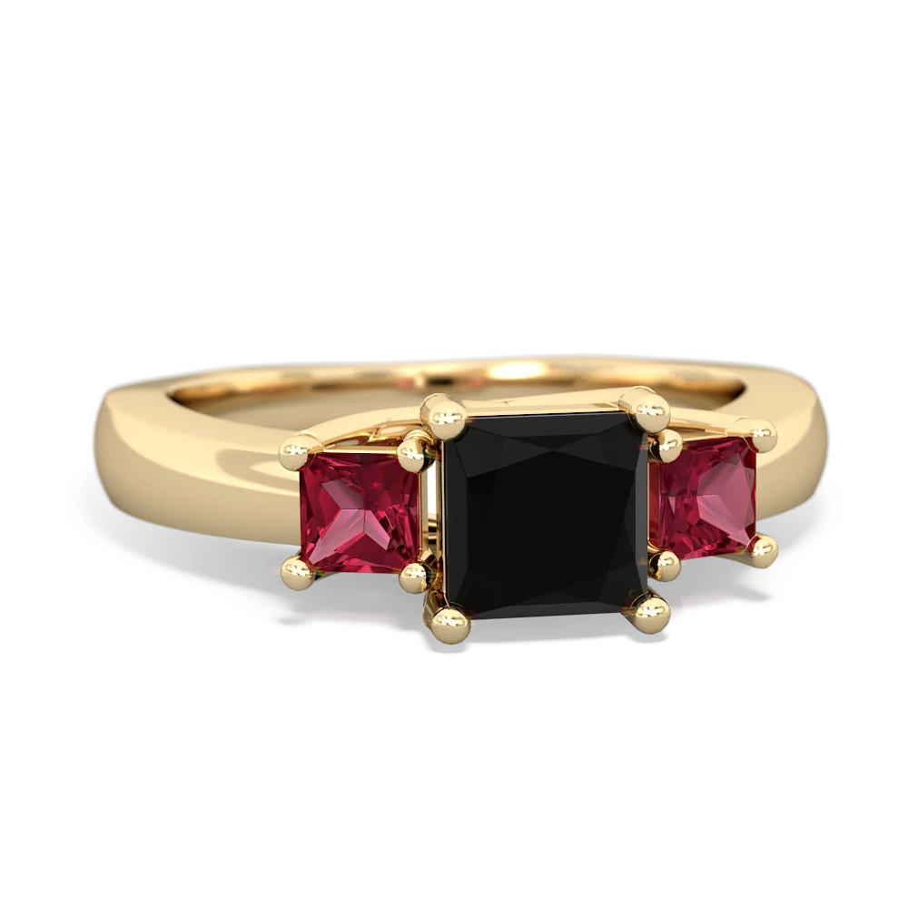 Onyx Three Stone Trellis 14K Yellow Gold ring R4015