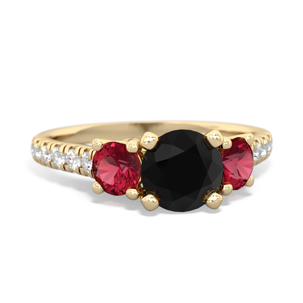 Onyx Pave Trellis 14K Yellow Gold ring R5500