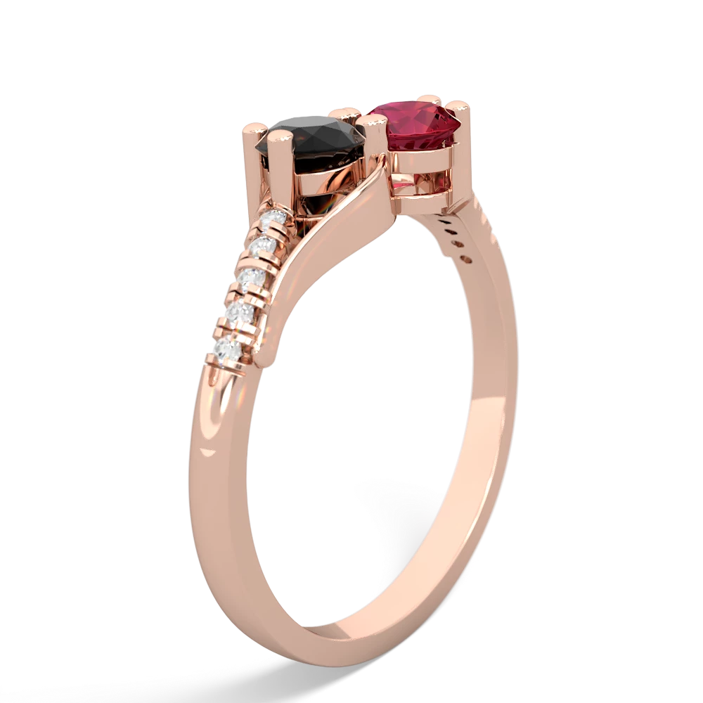 Onyx Infinity Pave Two Stone 14K Rose Gold ring R5285